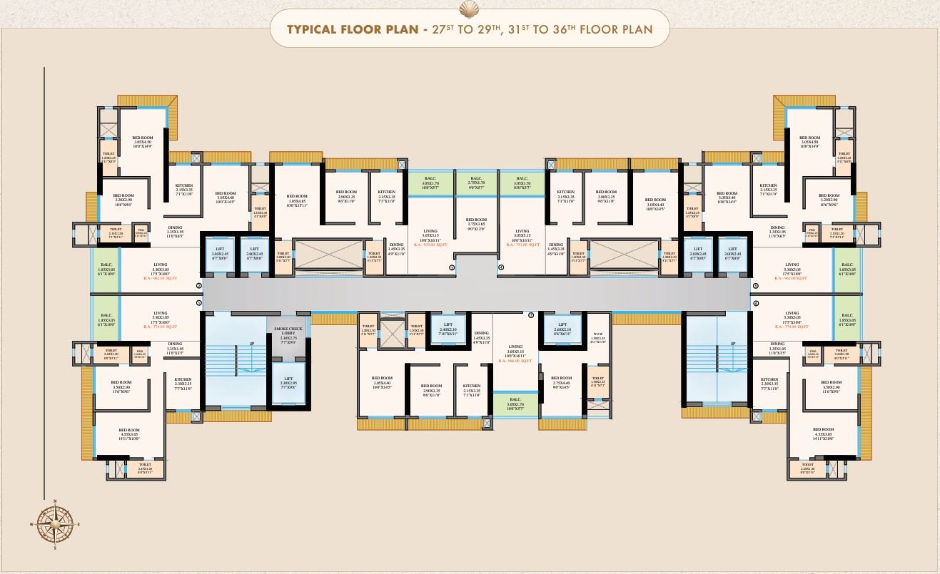 Spacious floor plan layout for 2 & 3 BHK homes – Shree Om Paradise Borivali West