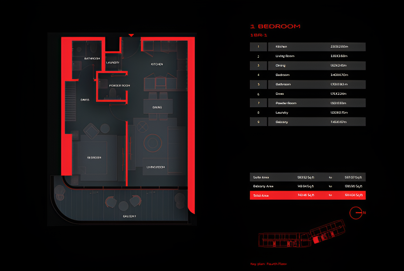 1 Bedroom Luxury Apartment Floor Plan at Tonino Lamborghini Residences, Al Marjan Island
