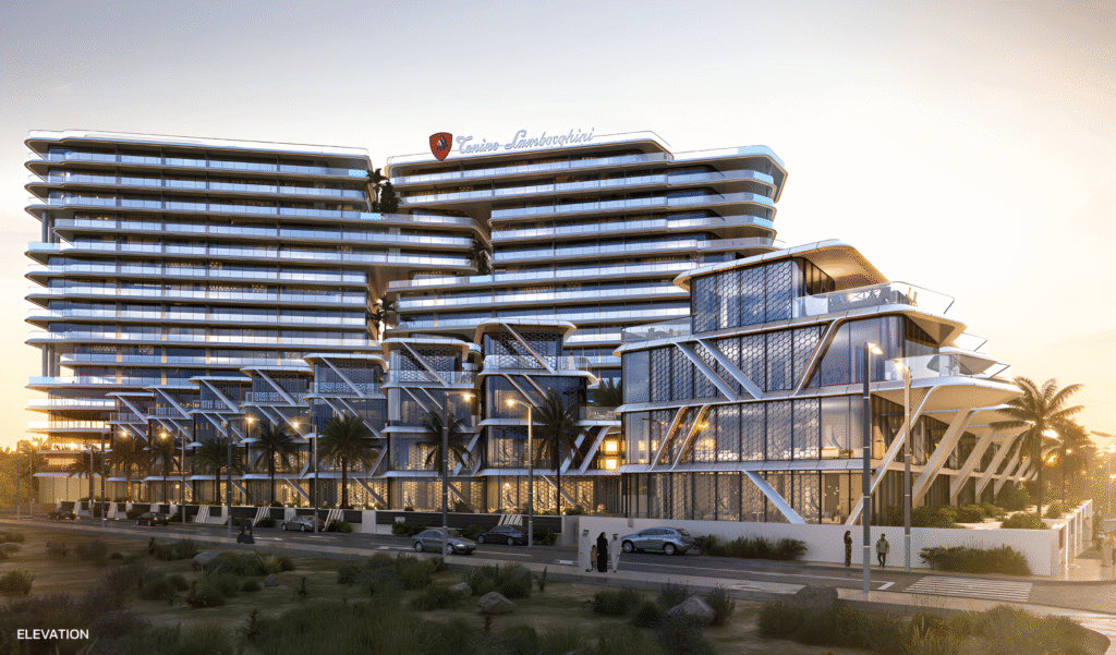 Luxury Waterfront Building Elevation at Tonino Lamborghini Residences